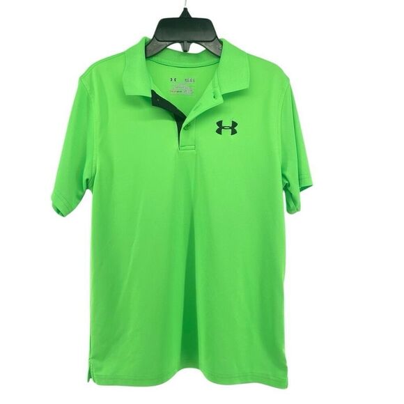 Under Armour Youth Neon Green Heatgear Loose Fit Performance Polo Size Large - Picture 1 of 15